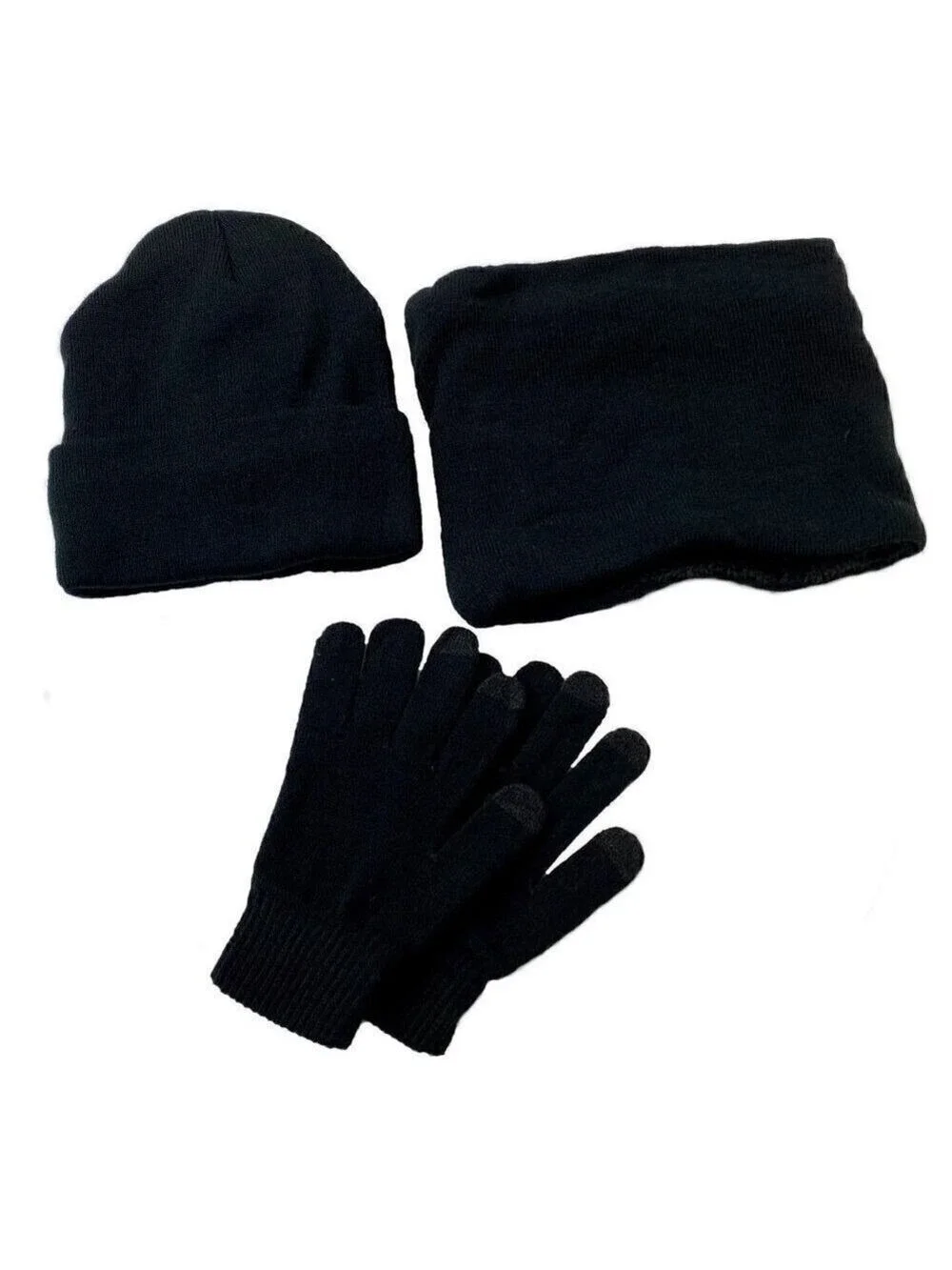 Unisex Winter Beanie, Scarf and Hat set in Black